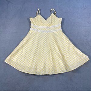 Trixxi women’s embroidered yellow & white floral fit & flare mini Dress, lined,M